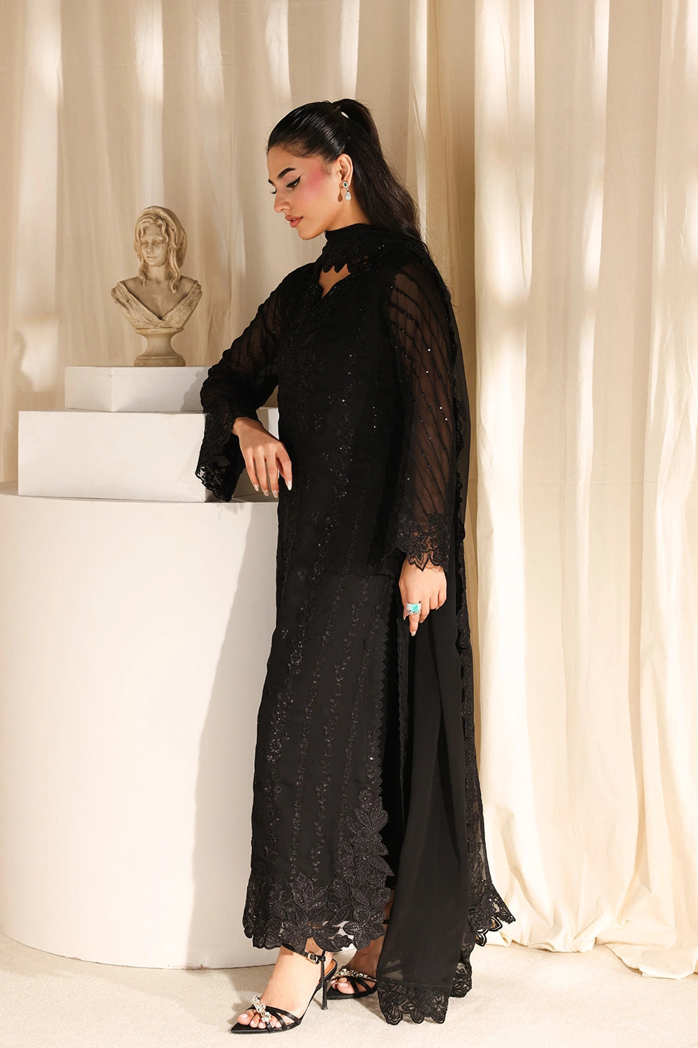 AZURE LUXURY EMBROIDERED CHIFFON - 3 PC UNSTITCHED