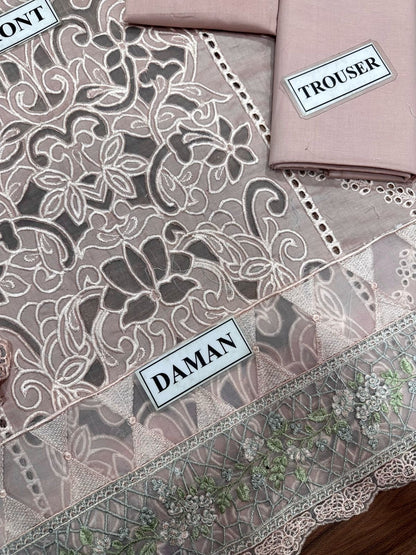 SARDINIA CHIKANKARI LASER EMBROIDERED LAWN - 3 PC UNSTITCHED