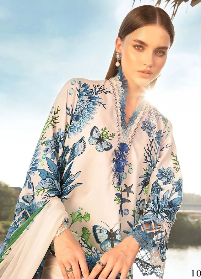 MARIA B FORMALS PRINTED EMBROIDERED LAWN - 3 PC UNSTITCHED