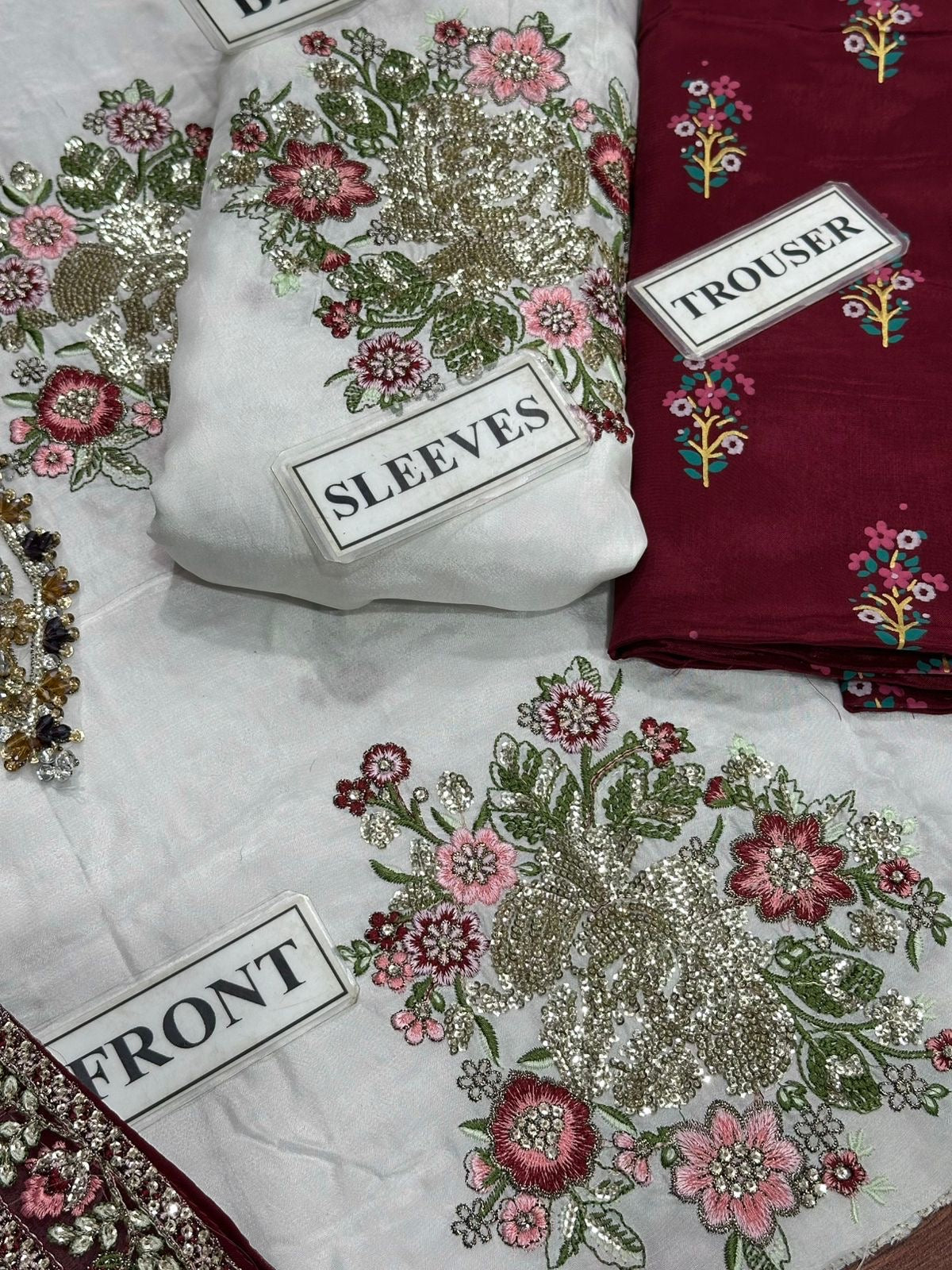ETHNIC LUXURY RAW SILK EMBROIDERED HANDMADE - 3 PC UNSTITCHED