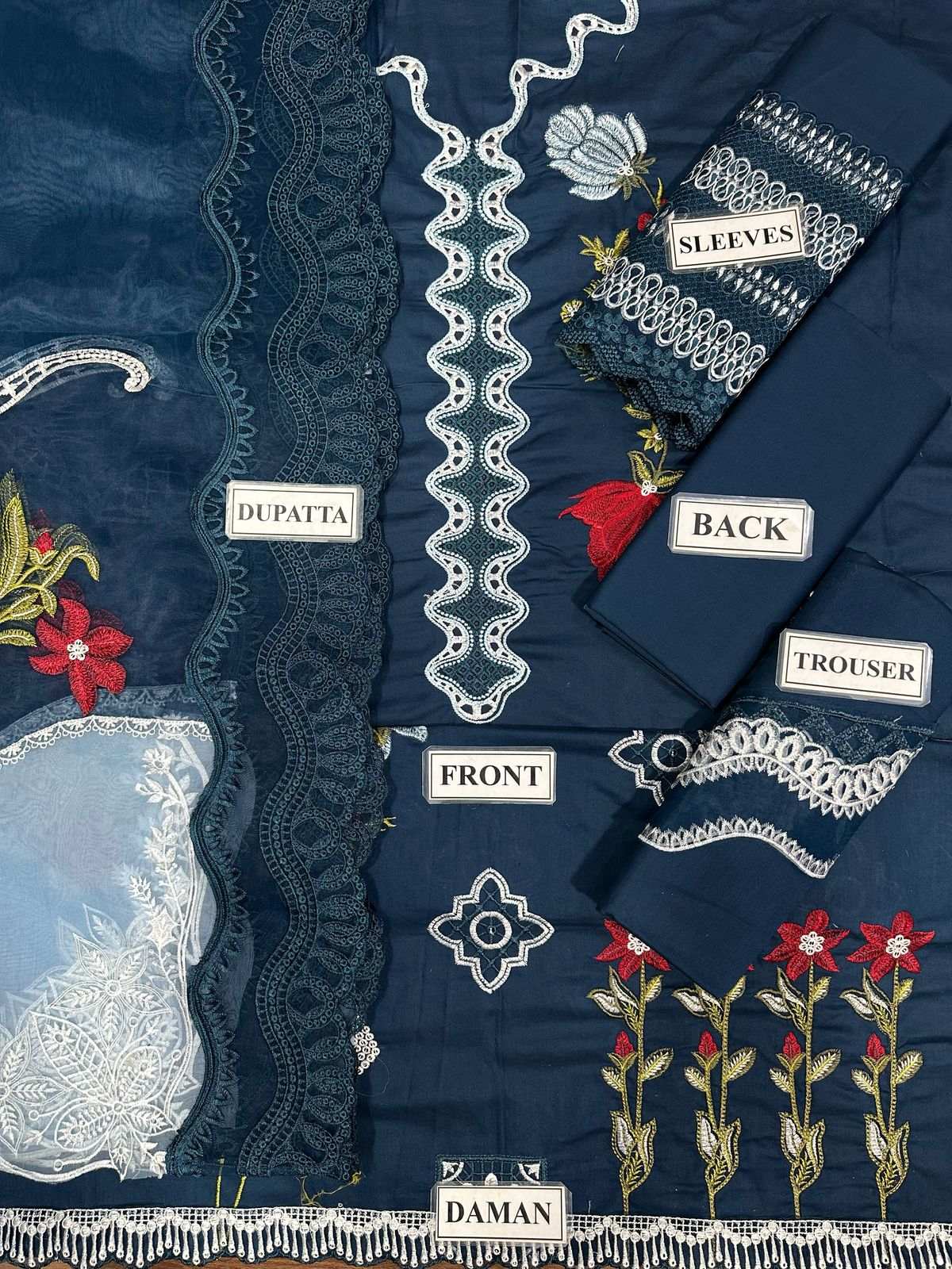 CRIMSON LUXURY CHIKANKARI EMBROIDERED LAWN - 3 PC UNSTITCHED