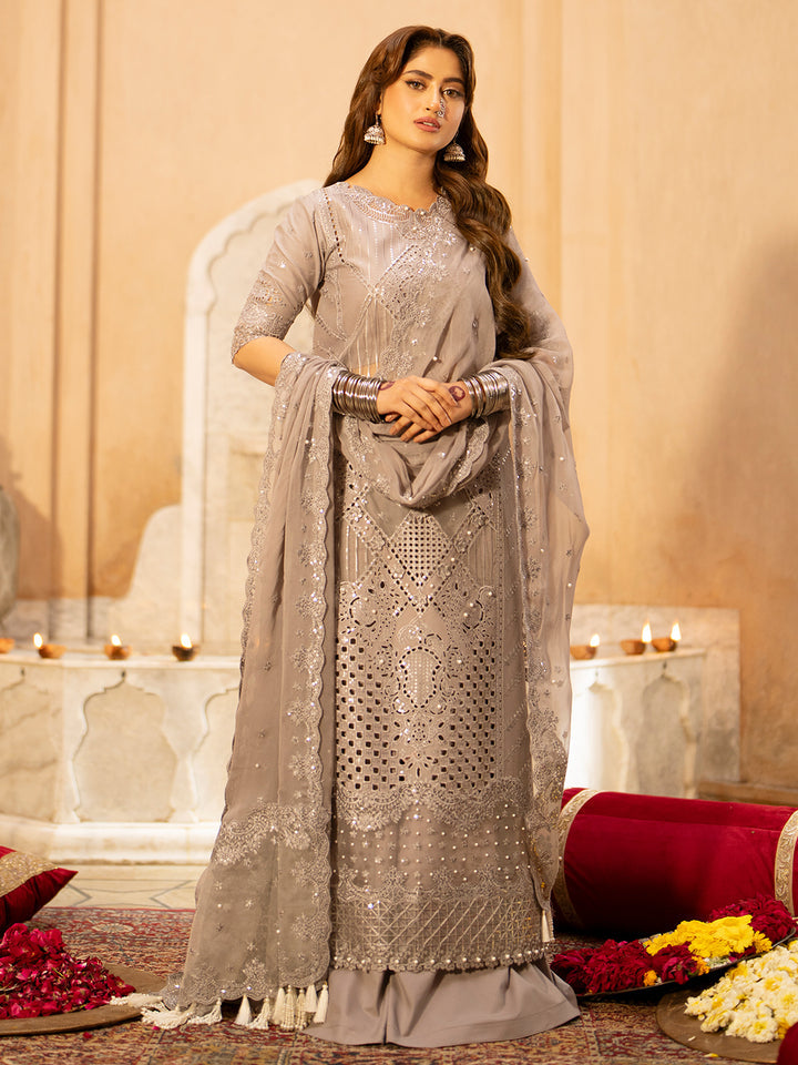 BIN ILYAS EMBROIDERED CHIKANKARI LAWN - 3 PC UNSTITCHED