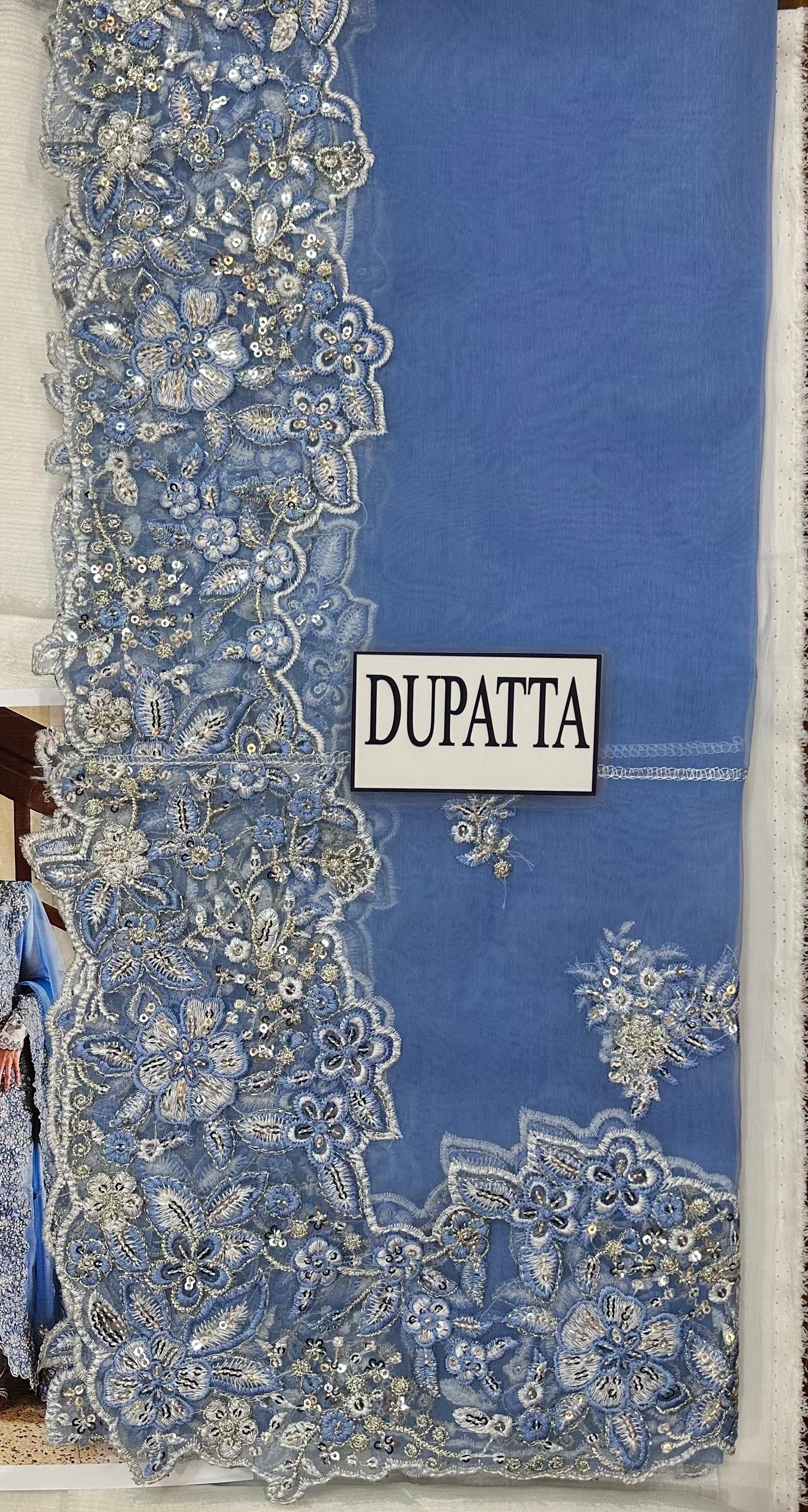 HUSSAIN REHAR LUXURY EMBROIDERED RAW SILK - 3 PC UNSTITCHED