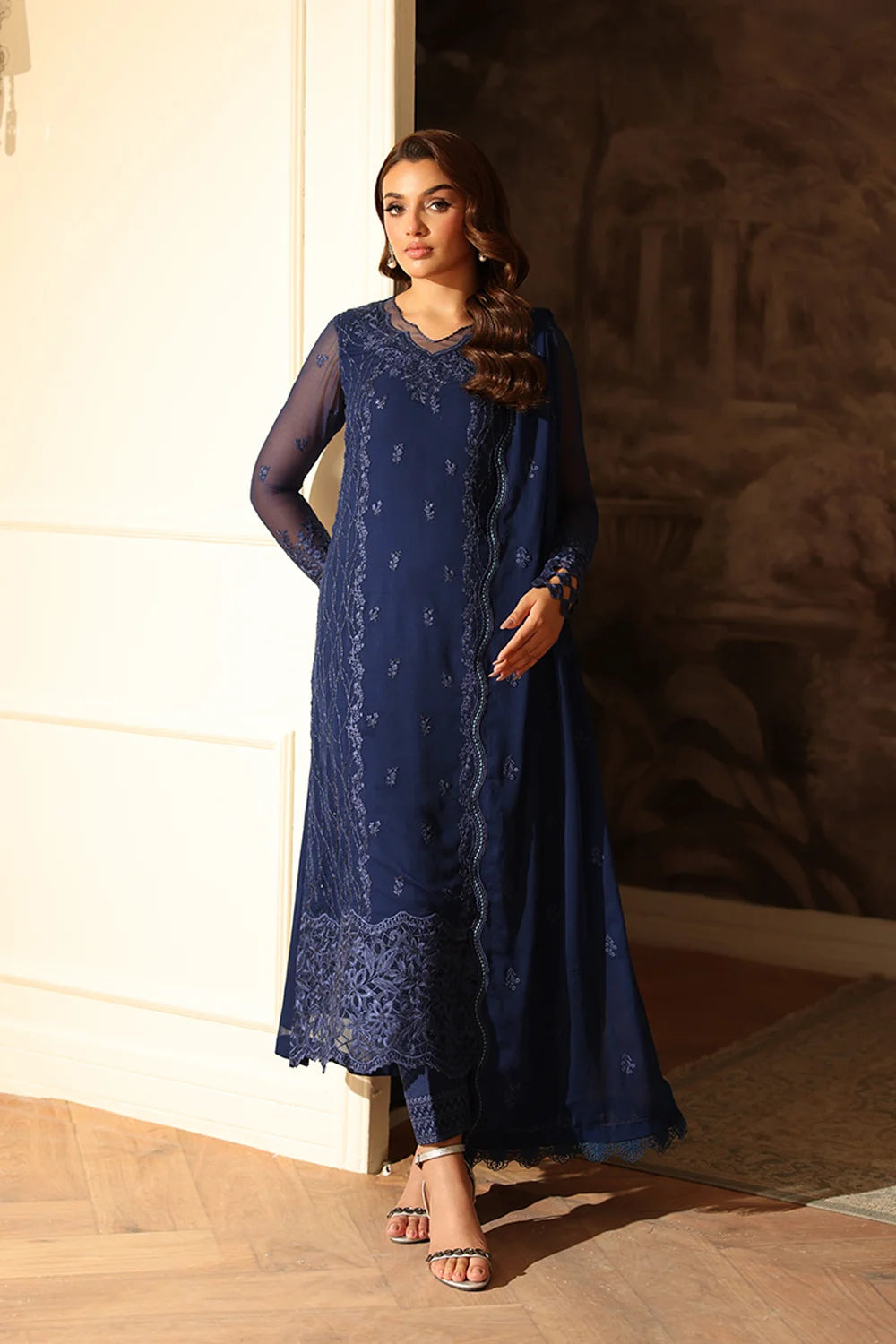 AZURE EMBROIDERED CHIFFON - 3 PC UNSTITCHED