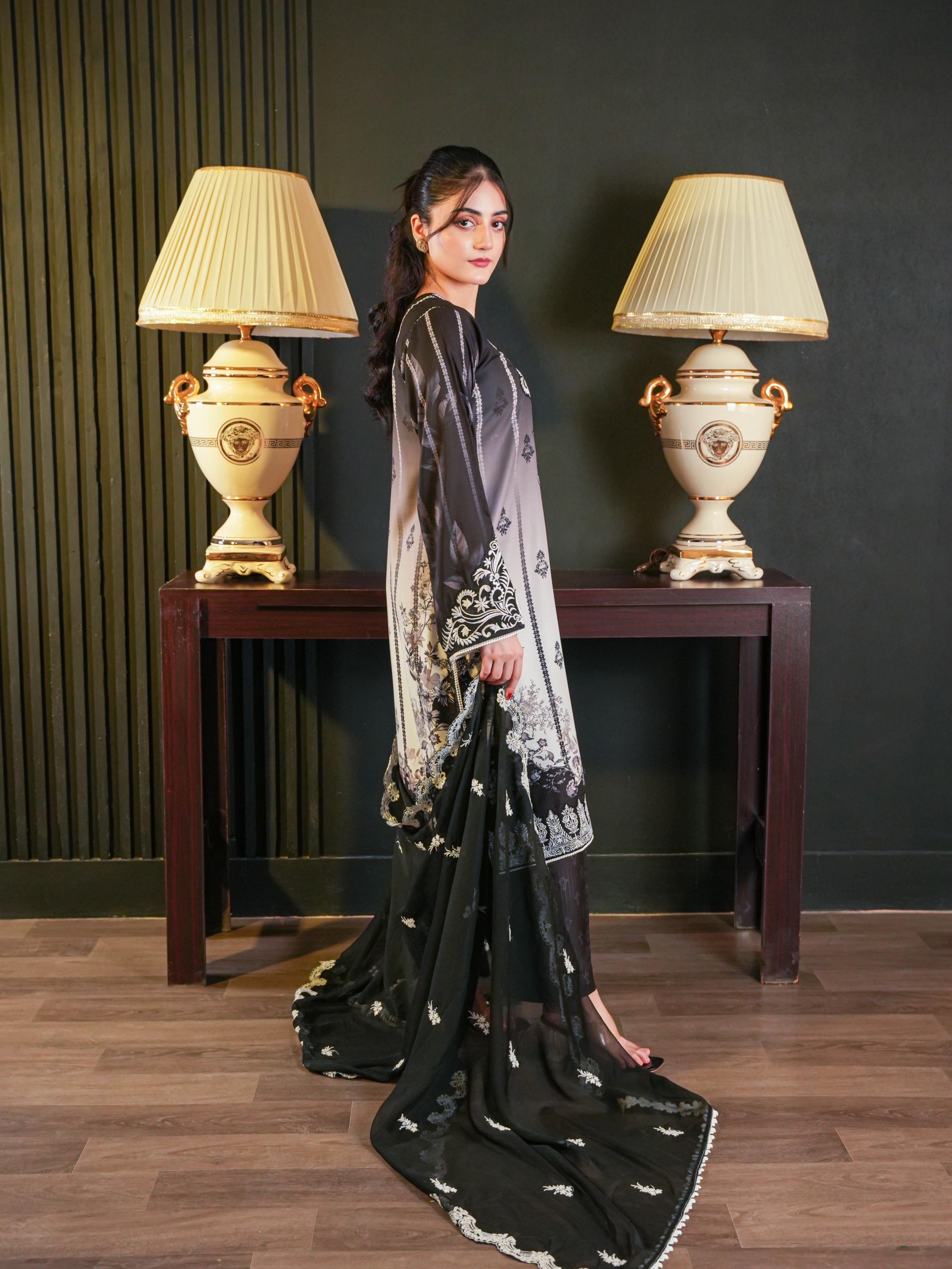 HOORAINS PRET EMBROIDERED LAWN - 3 PC STITCHED