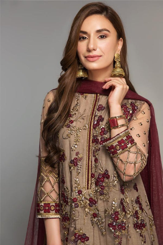 BAROQUE LUXURY EMBROIDERED CHIFFON - 3 PC UNSTITCHED