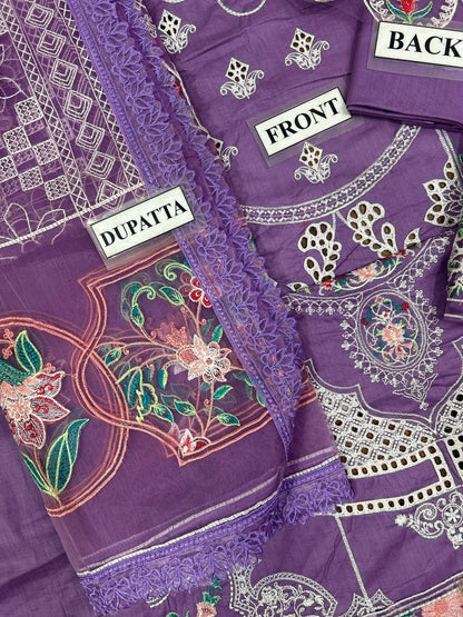 BIN ILYAS SHIFFLI EMBROIDERED COTTON - 3 PC UNSTITCHED