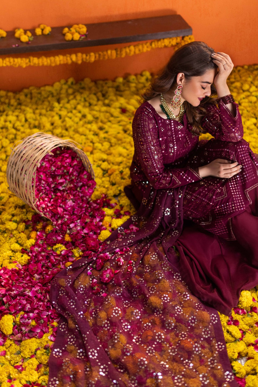 MINAL KHAN EMBROIDERED CHIFFON DRESS - 3 PC UNSTITCHED