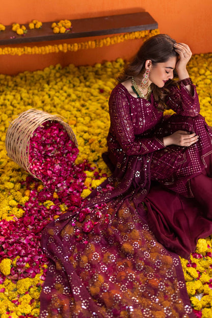 MINAL KHAN EMBROIDERED CHIFFON DRESS - 3 PC UNSTITCHED