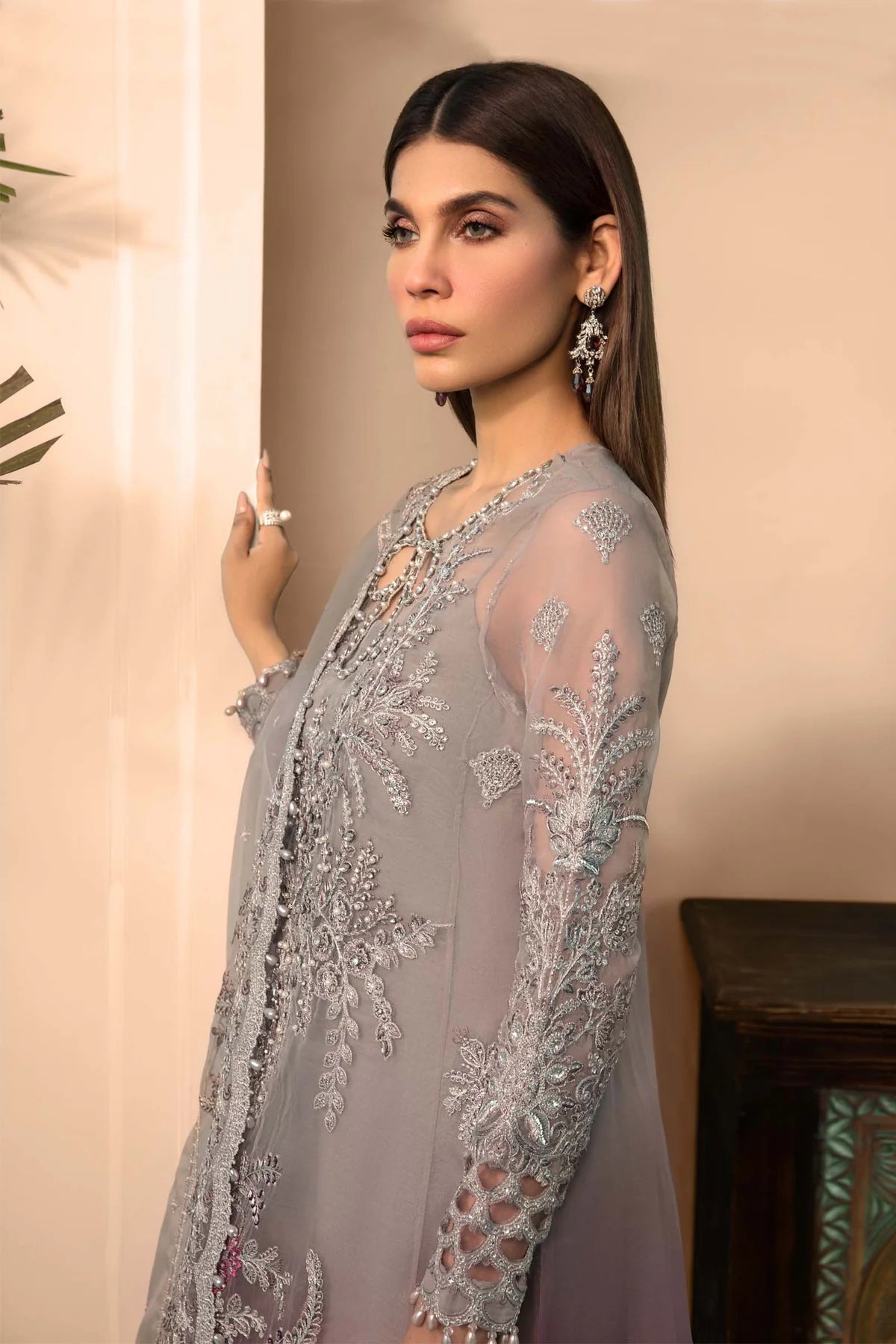 MARIA B TIE & DIE EMBROIDERED ORGANZA DRESS - 3 PC UNSTITCHED