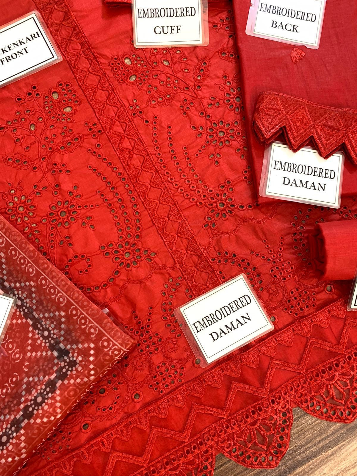 NUREH CHIKANKARI EMBROIDERED LAWN - 3 PC UNSTITCHED