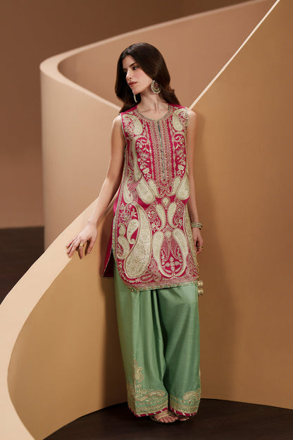 ETHNC EMBROIDERED CHIFFON DRESS - 3 PC UNSTITCHED