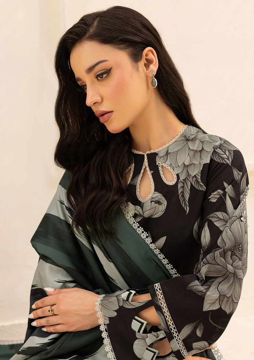 FARASHA DIGITAL PRINTED EMBROIDERED LAWN - 3 PC UNSTITCHED