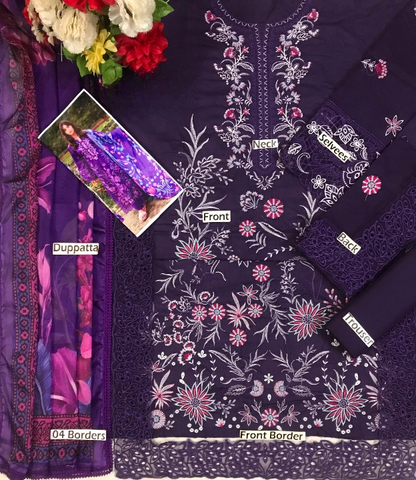 MUSHQ LUXURY EMBROIDERED LAWN - 3 PC UNSTITCHED