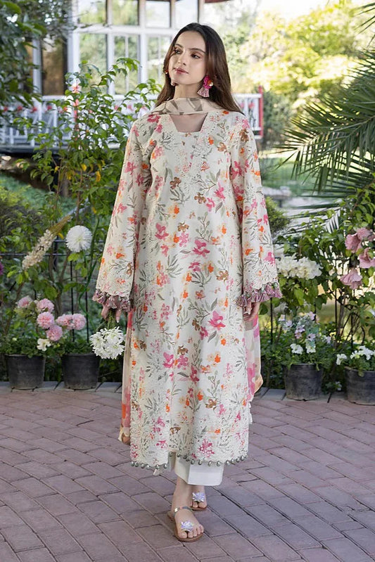 CRIMSON EMBROIDERED CHIKANKARI LAWN - 3 PC UNSTITCHED