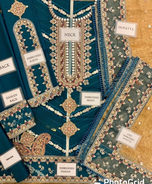 QALAMKAR LUXURY EMBROIDERED LAWN - 3 PC UNSTITCHED