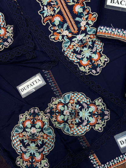 MARIA B EMBROIDERED CHIFFON - 3 PC UNSTITCHED