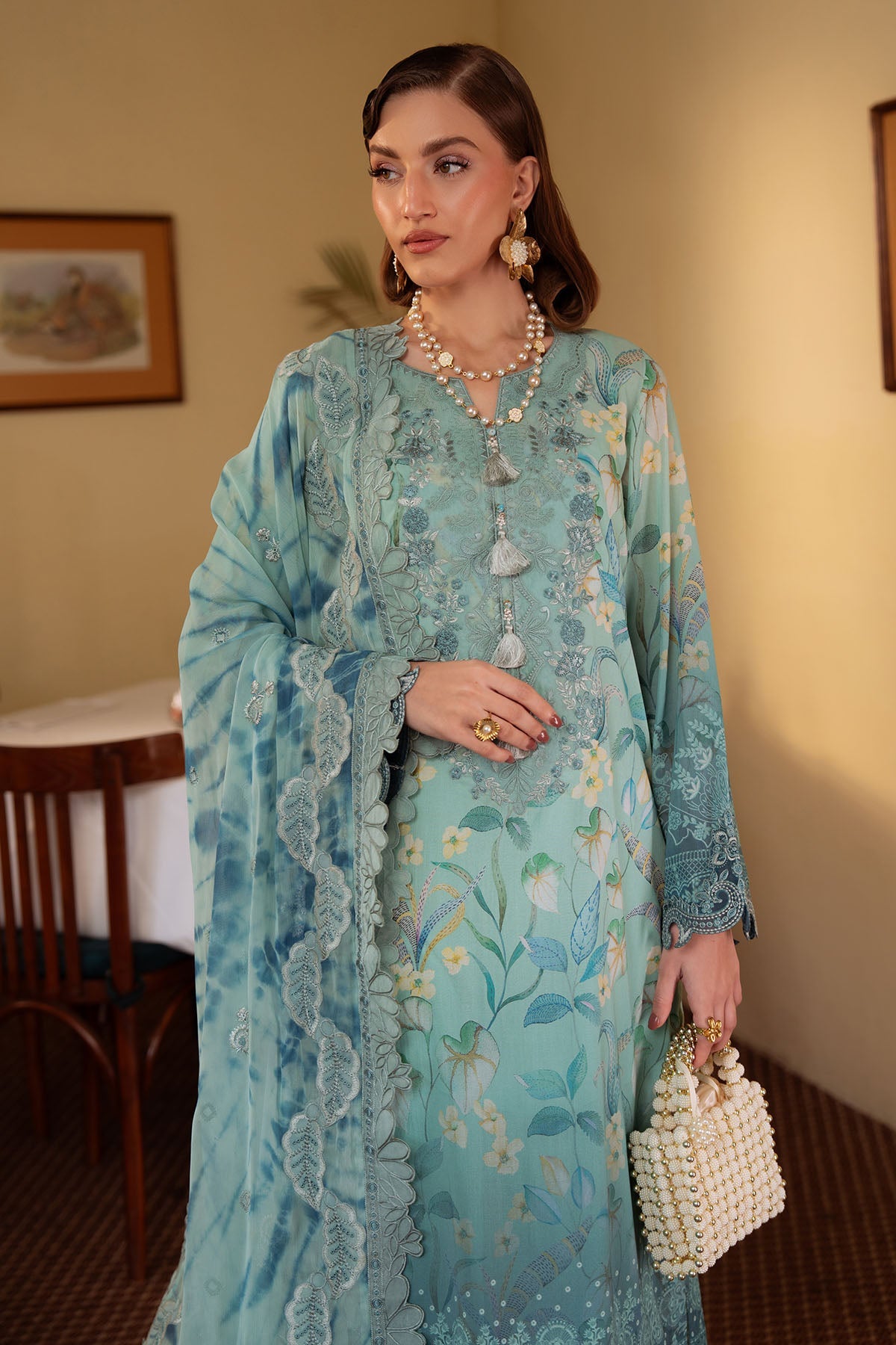 NUREH DIGITAL PRINTED EMBROIDERED LAWN - 3 PC UNSTITCHED