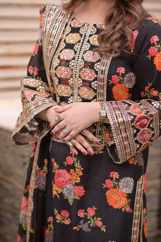 ANEELA’S EMBROIDERED SILK - 3 PC UNSTITCHED
