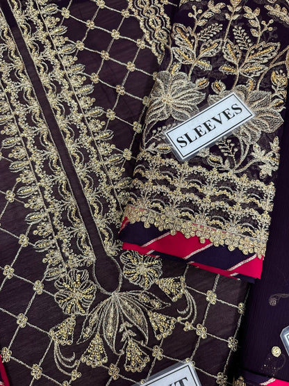 ASIM JOFA LUXURY EMBROIDERED SEMI PURE CHIFFON - 3 PC UNSTITCHED