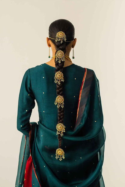 ETHNC EMBROIDERED CHIFFON DRESS FARSHI SHALWAR - 3 PC UNSTITCHED