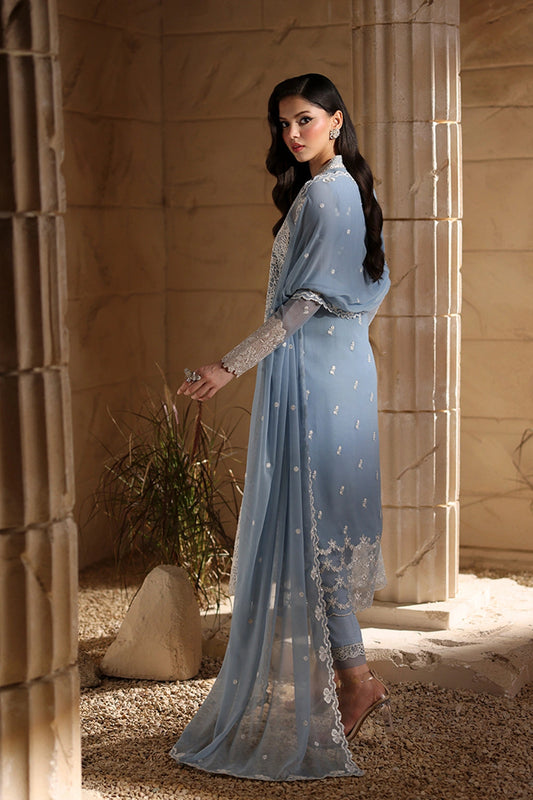 AZURE LUXURY EMBROIDERED CHIFFON - 3 PC UNSTITCHED