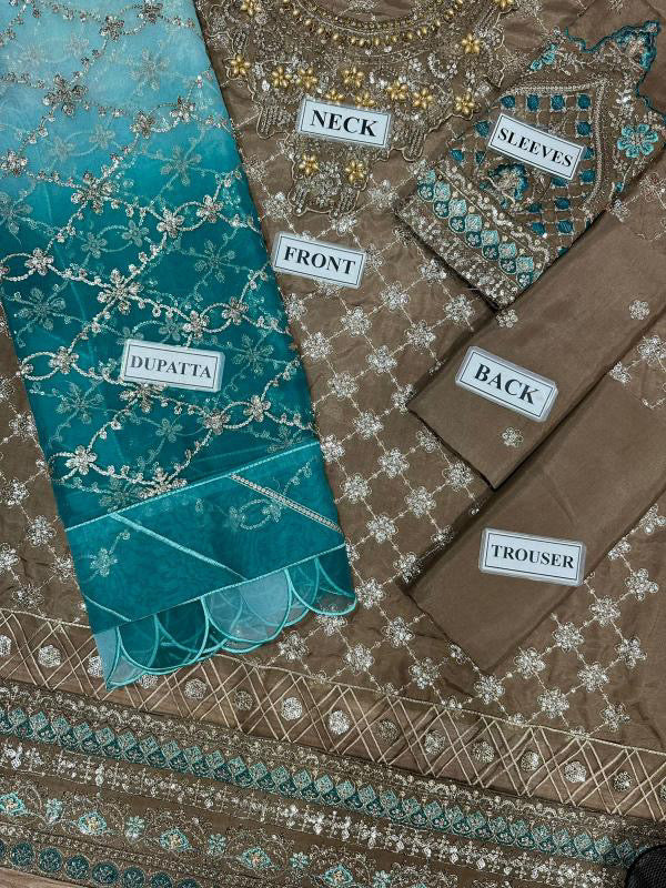 MARIA B LUXURY WEDDING EMBROIDERED RAW SILK - 3 PC UNSTITCHED