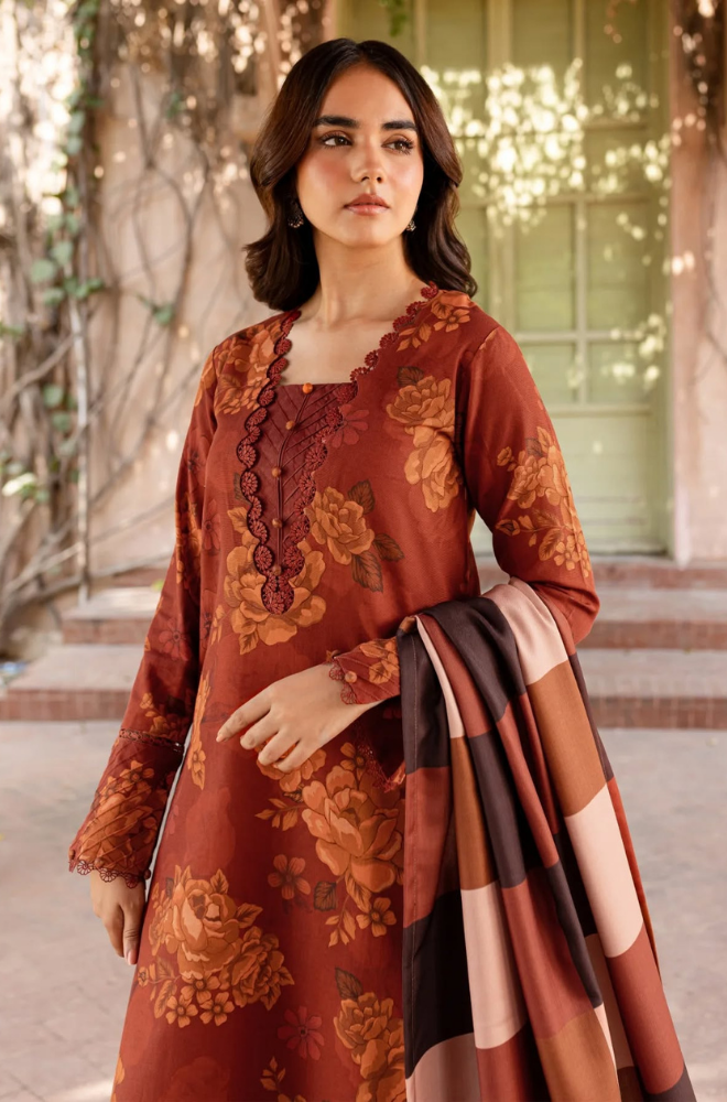FARASHA PRINTED EMBROIDERED LAWN - 3 PC UNSTITCHED