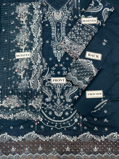 QALAMKAR LUXURY EMBROIDERED LAWN - 3 PC UNSTITCHED