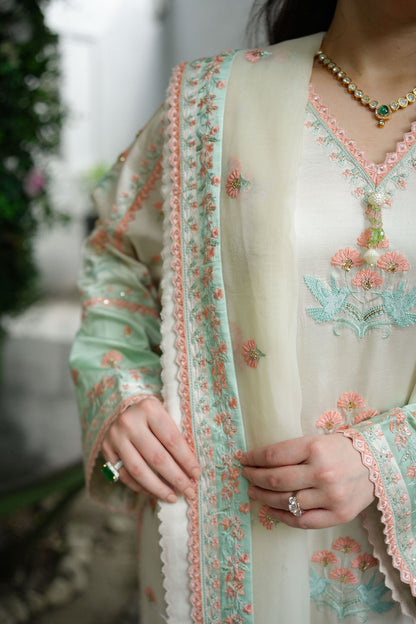 ANEELA’S SHAMOZ SILK EMBROIDERED DRESS - 3 PC UNSTITCHED