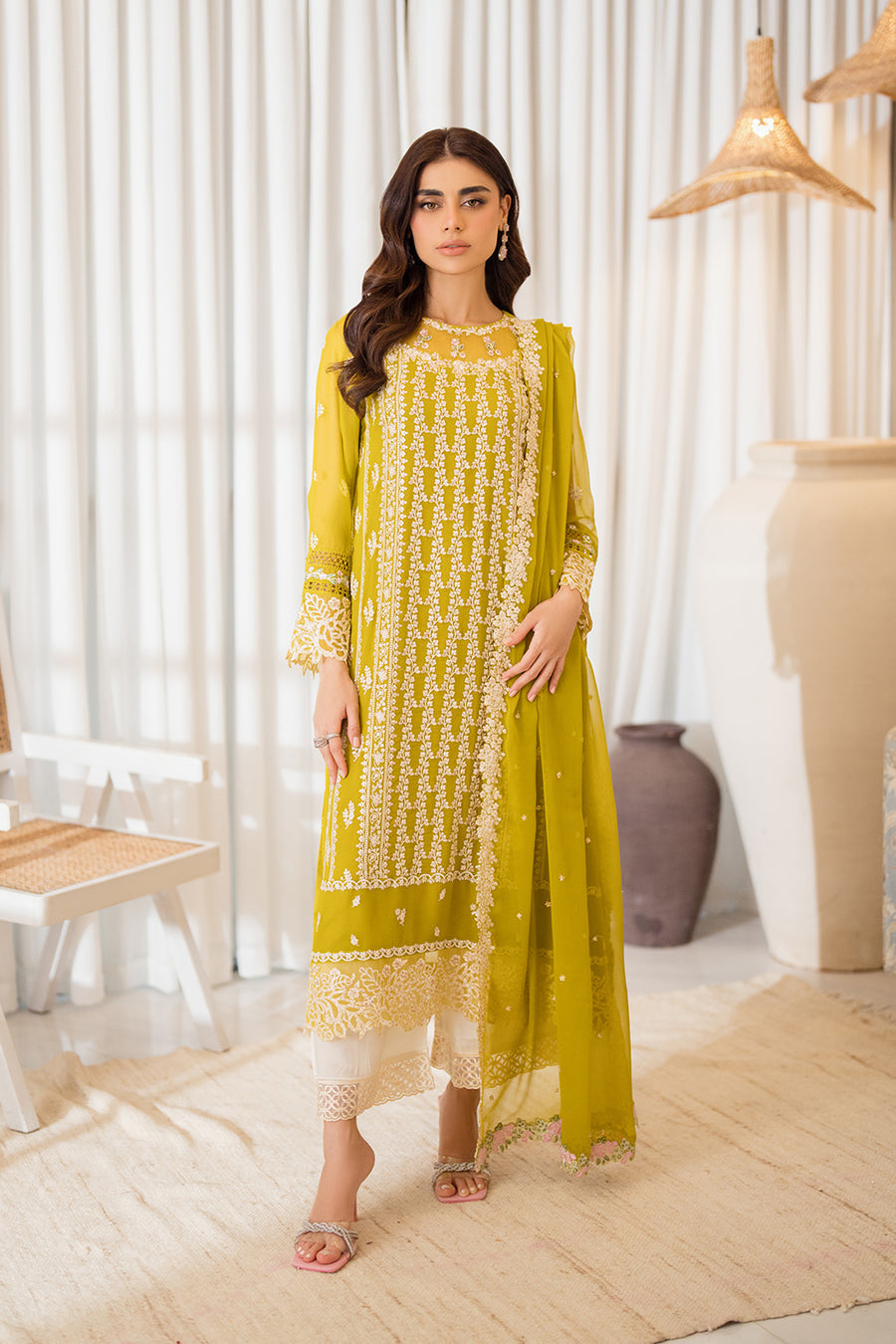 AZURE EMBROIDERED CHIFFON - 3 PC UNSTITCHED