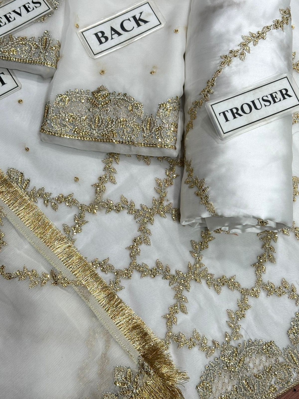 EMBROIDERED CHIFFON BRIDAL GHARARA - 3 PC UNSTITCHED