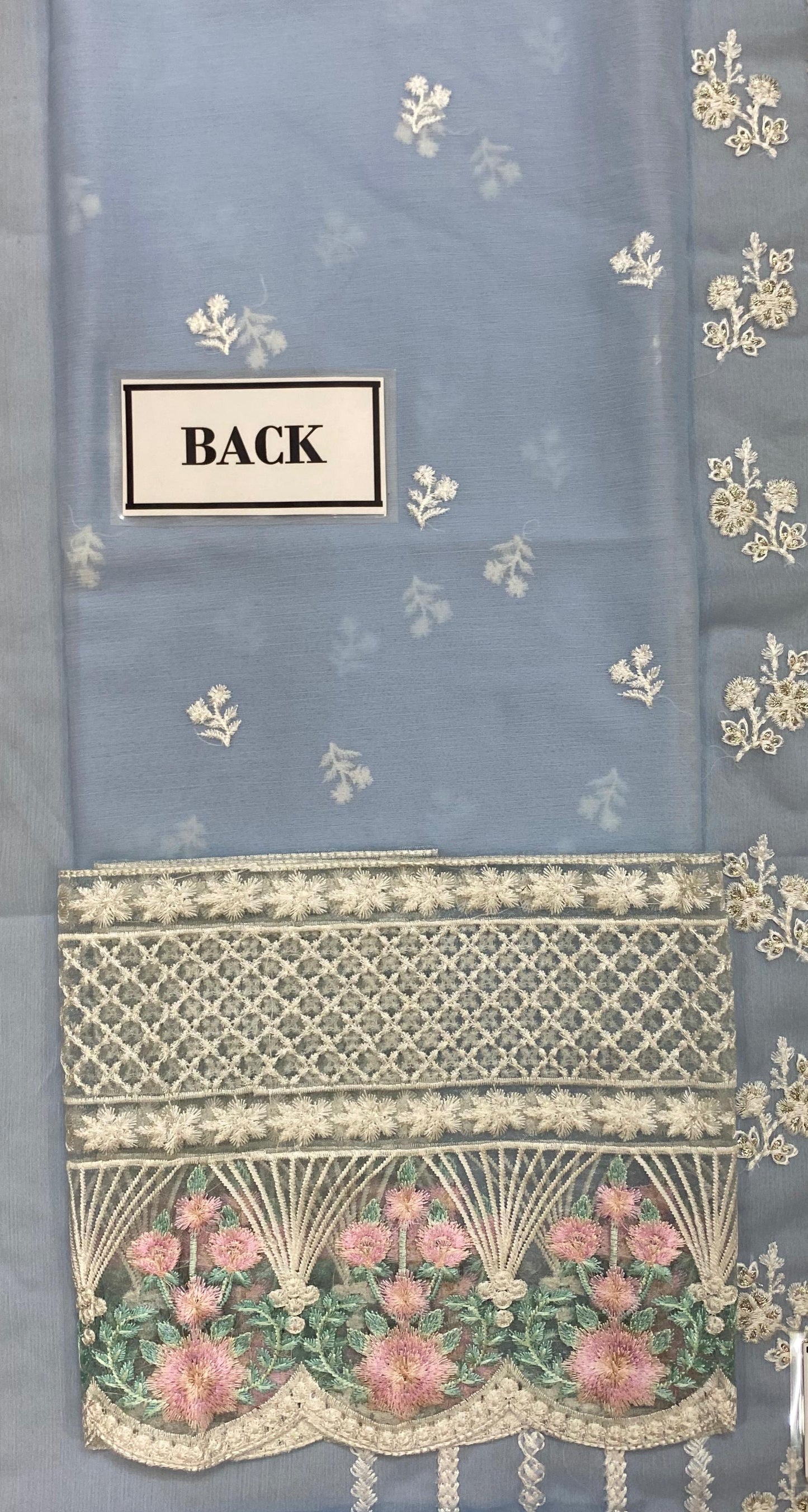 AZURE EMBROIDERED SEMI PURE CHIFFON - 3 PC UNSTITCHED