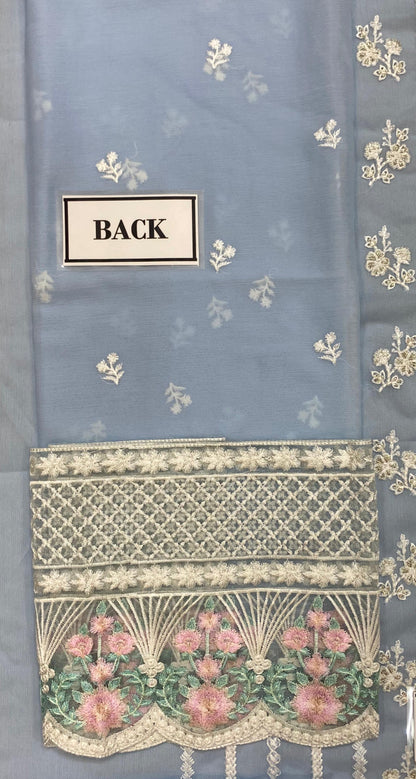 AZURE EMBROIDERED SEMI PURE CHIFFON - 3 PC UNSTITCHED