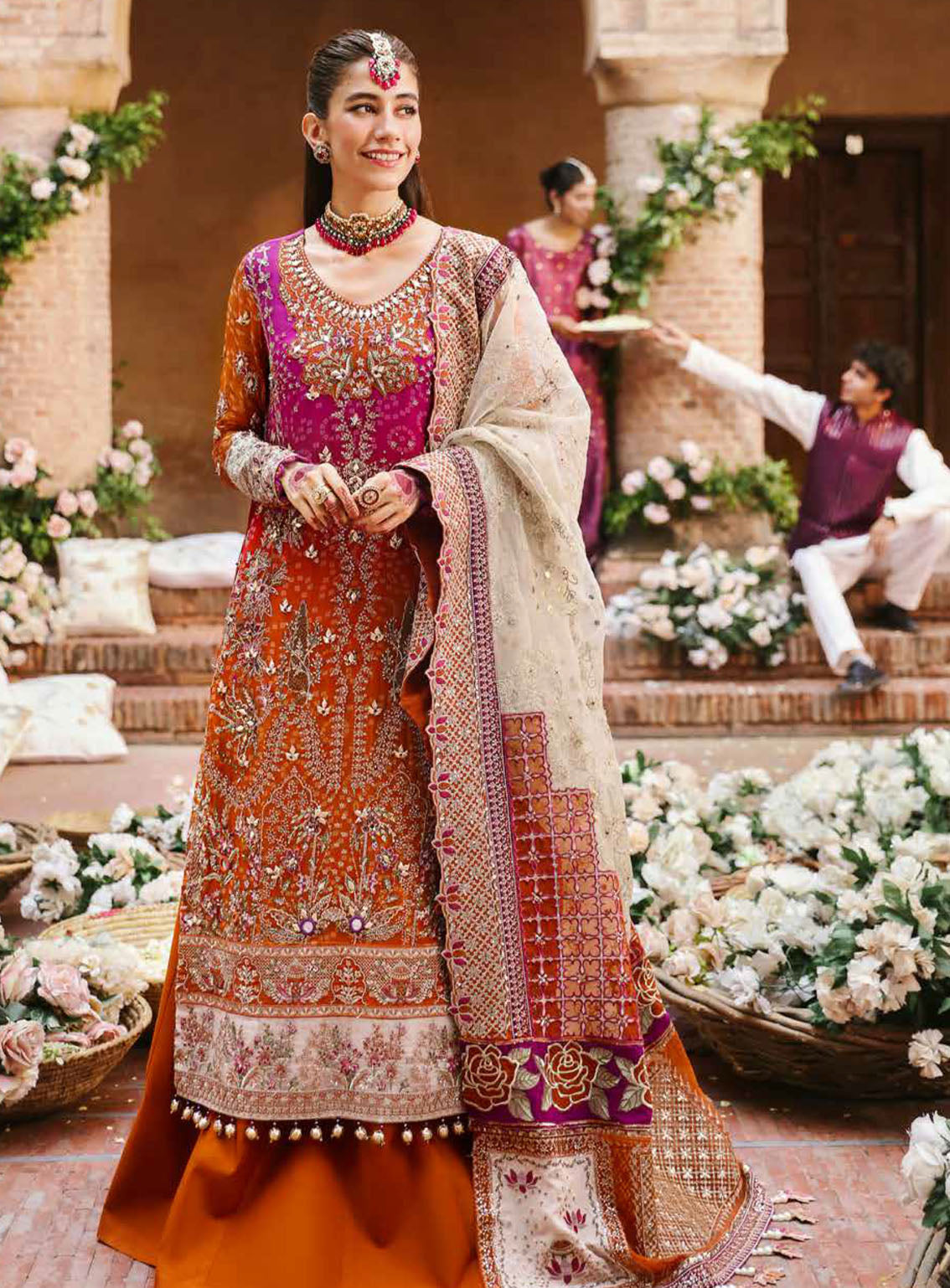 NUREH LUXURY WEDDING EMBROIDERED CHIFFON - 3 PC UNSTITCHED