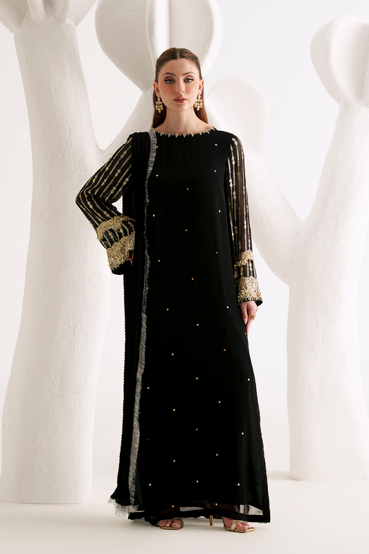 AMAVE EMBROIDERED CHIFFON DRESS - 3 PC UNSTITCHED