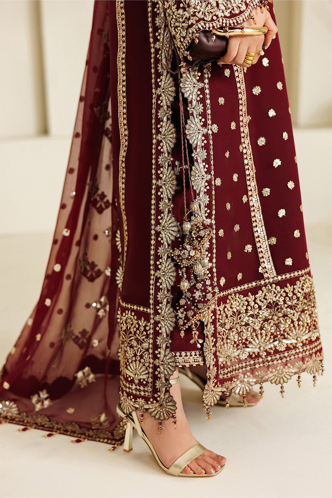 ALIZEH WEDDING EMBROIDERED CHIFFON DRESS - 3 PC UNSTITCHED