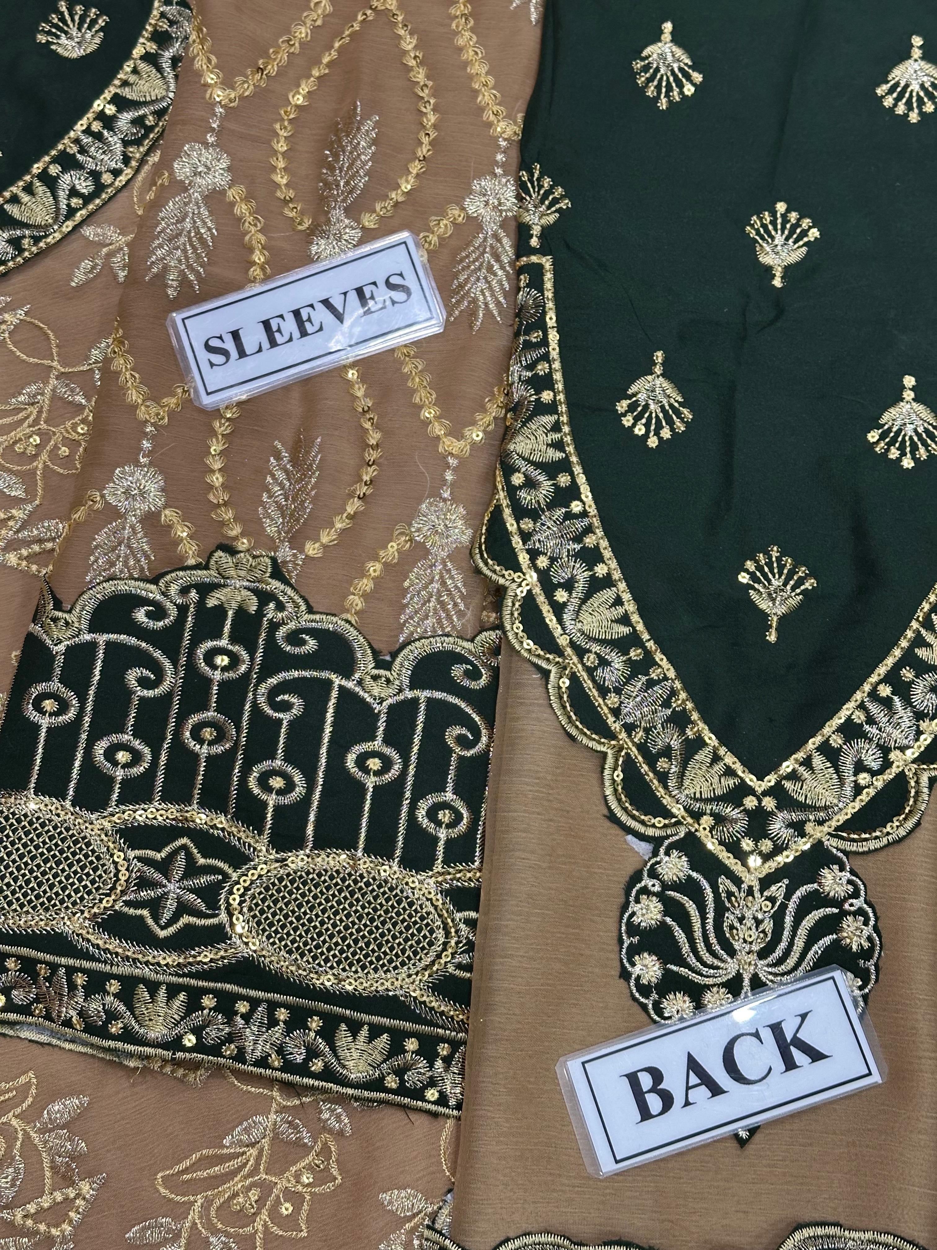 NAINSUKH LUXURY EMBROIDERED CHIFFON - 3 PC UNSTITCHED