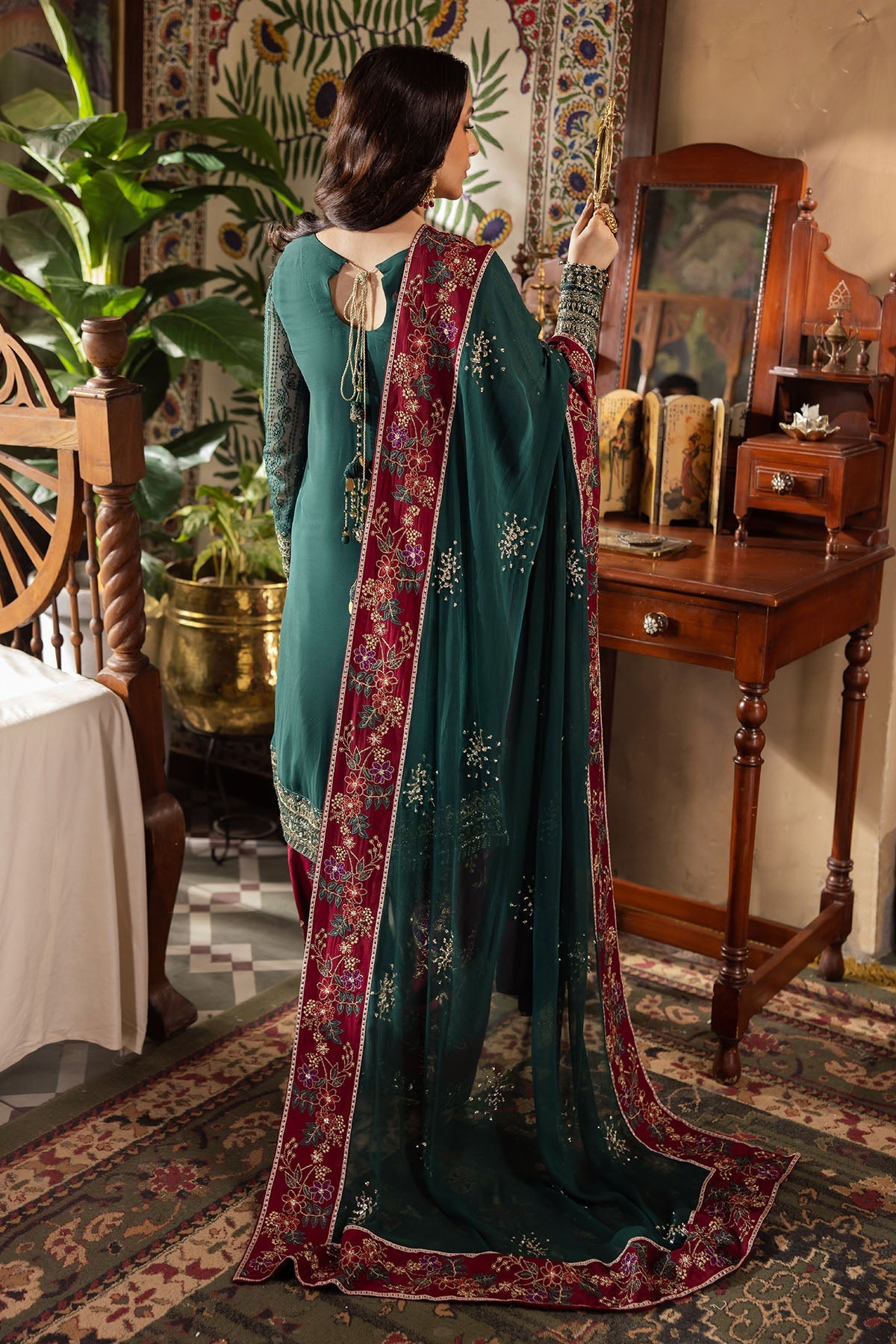 NUREH EMBROIDERED CHIFFON DRESS - 3 PC UNSTITCHED
