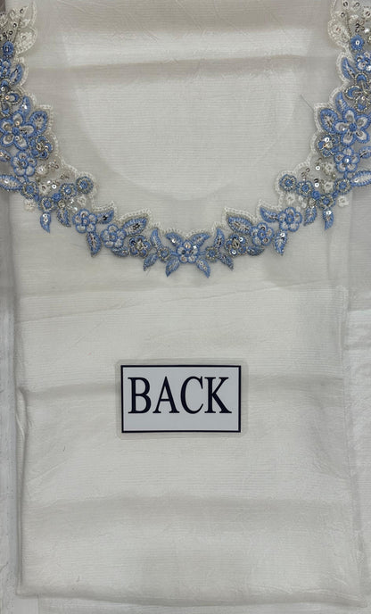 HUSSAIN REHAR LUXURY EMBROIDERED RAW SILK - 3 PC UNSTITCHED