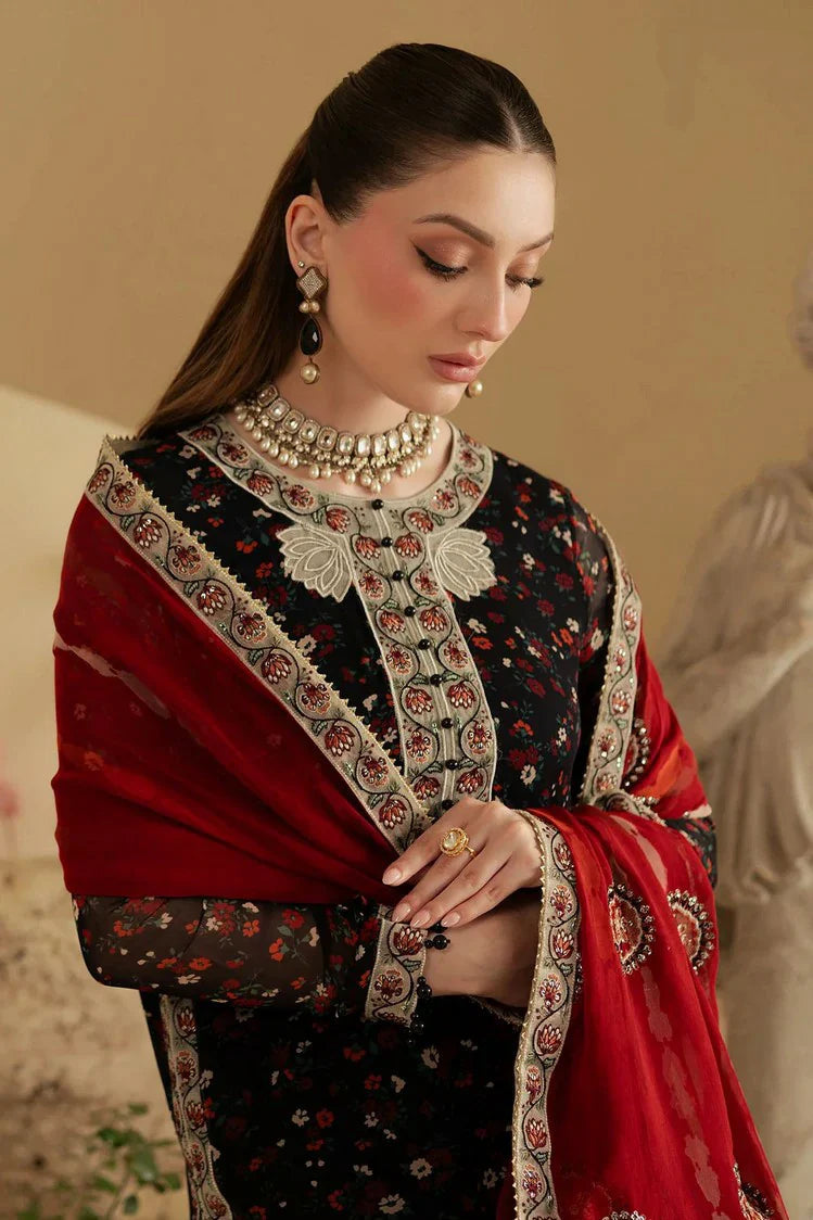 NUREH PRINTED EMBROIDERED CHIFFON - 3 PC UNSTITCHED