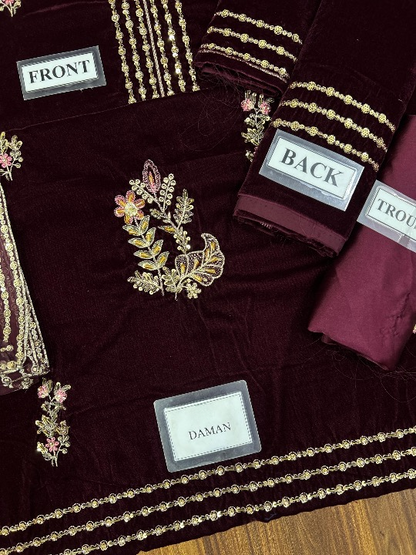 CHARIZMA LUXURY EMBROIDERED VELVET - 3 PC UNSTITCHED