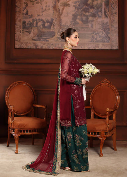 NUREH EMBROIDERED CHIFFON DRESS - 3 PC UNSTITCHED