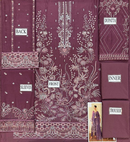 RAMSHA LUXURY EMBROIDERED CHIFFON - 3 PC UNSTITCHED