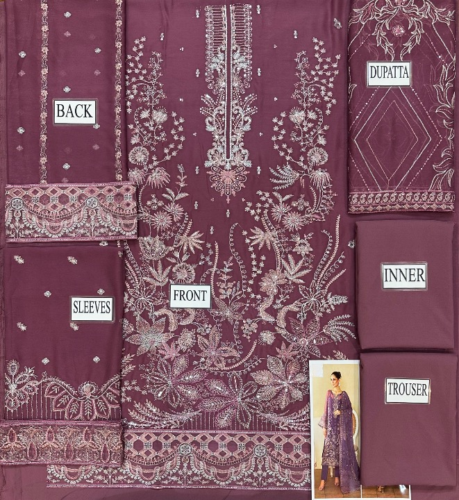 RAMSHA LUXURY EMBROIDERED CHIFFON - 3 PC UNSTITCHED