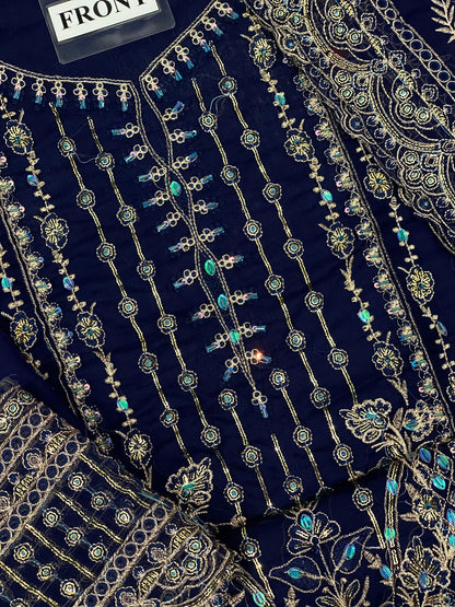GULAAL LUXURY WEDDING EMBROIDERED CHIFFON - 3 PC UNSTITCHED