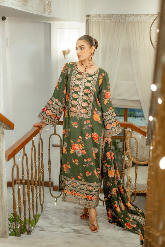 ANEELA’S EMBROIDERED SILK - 3 PC UNSTITCHED