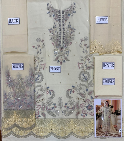 MARIA B LUXURY EMBROIDERED CHIFFON DRESS - 3 PC UNSTITCHED