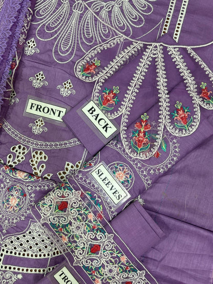 BIN ILYAS SHIFFLI EMBROIDERED COTTON - 3 PC UNSTITCHED