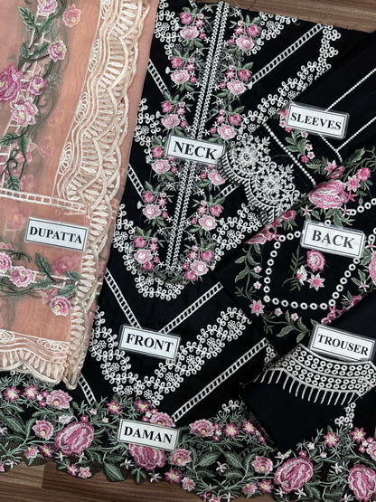 CRIMSON EMBROIDERED CHIKANKARI LAWN - 3 PC UNSTITCHED